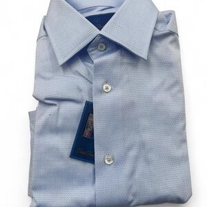 NWT David Donahue blue cotton dress shirt 15.5 34/35
